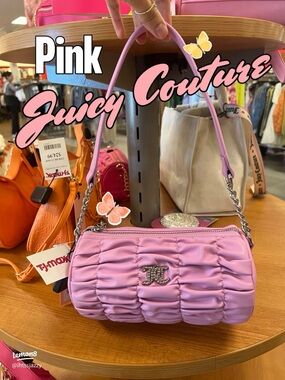 Juicy Couture Pink Ruched Shoulder Bag with Logo Accent